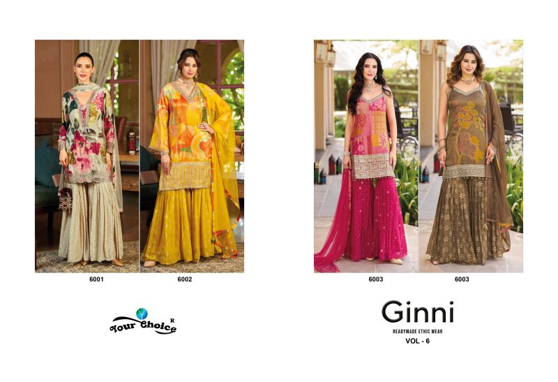Ginni Vol 6 By Your Choice Designer Chinon Readymade Suits